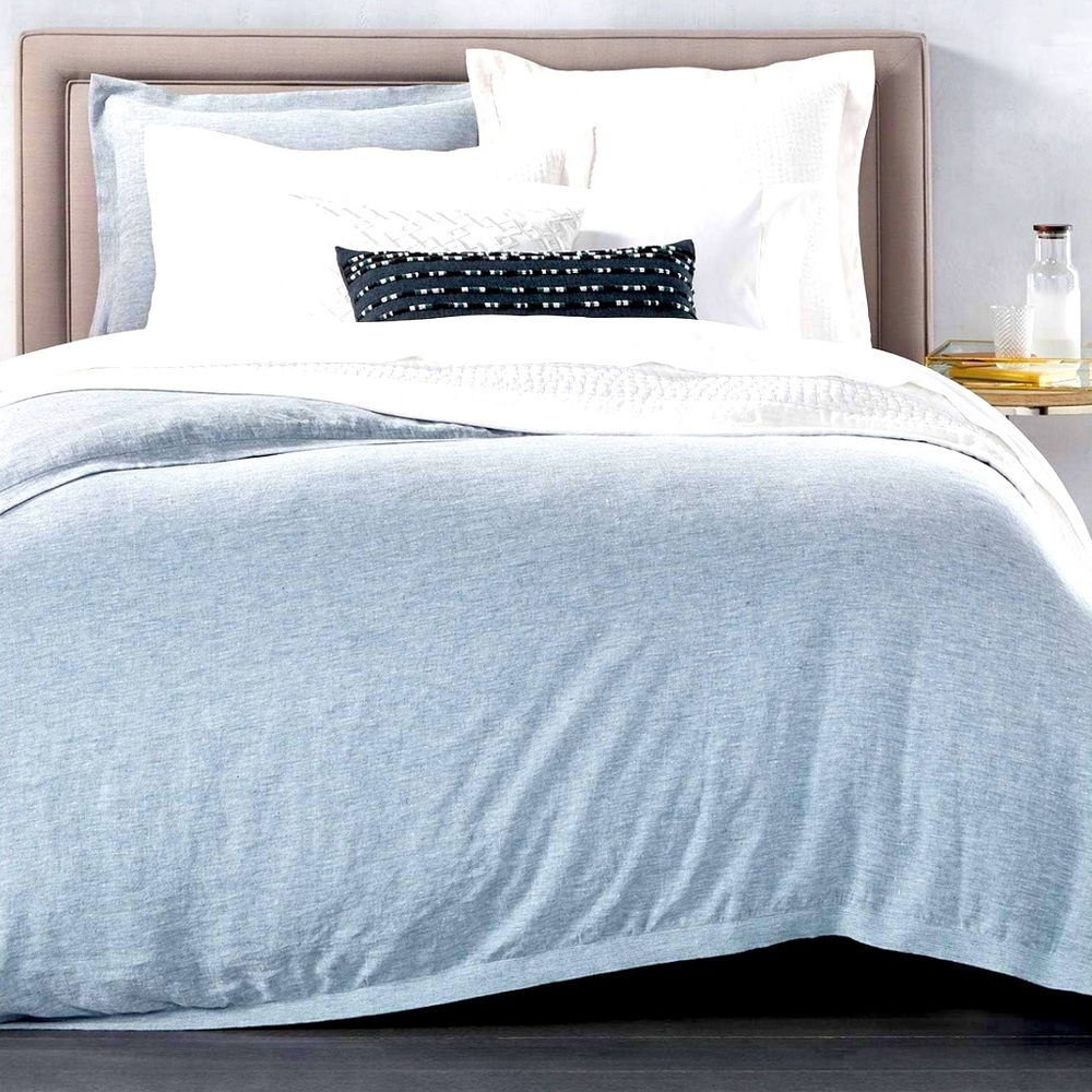 Full/Queen Hotel Collection Blue Linen Duvet Cover